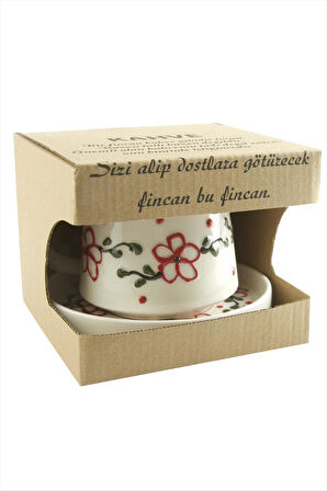 Kelebek Desenli Seramik Tabaklı Kupa