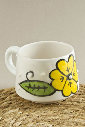 Çiçek Desenli Seramik Kupa