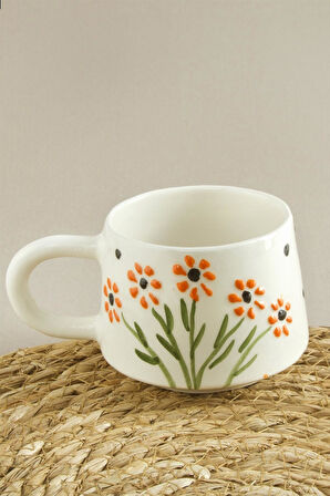 Çiçek Desenli Seramik Kupa