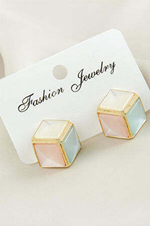 Küp Damla Sedef Taşlı Metal Küpe