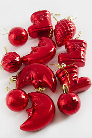 11 Adet Düz Cici Yılbaşı Ağaç Süsü