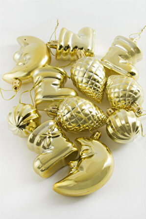 11 Adet Düz Cici Yılbaşı Ağaç Süsü