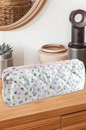 Çiçek Desenli Dy Saç Şekillendirici Çanta