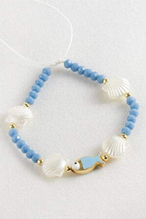 Balık İstiridye İnci Kristal Makrome İp Bileklik