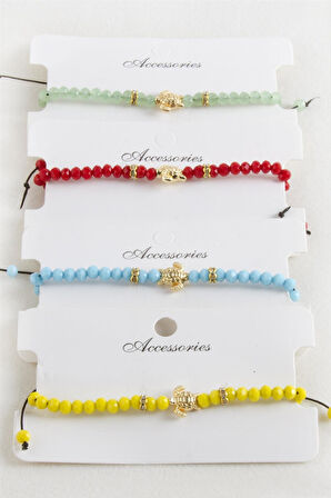 Kaplumbağa Kristal Makrome İp Bileklik