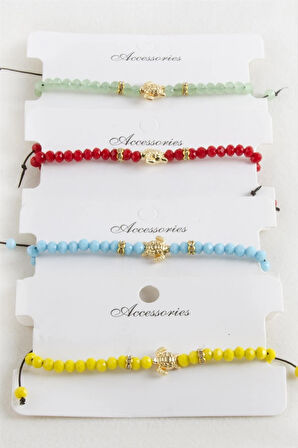 Kaplumbağa Kristal Makrome İp Bileklik