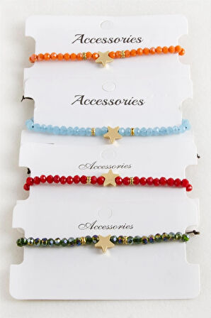 Yıldız Kristal Makrome İp Bileklik