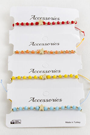 Yıldız Kristal Makrome İp Bileklik