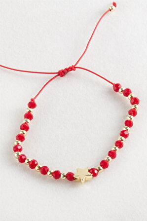 Yıldız Kristal Makrome İp Bileklik