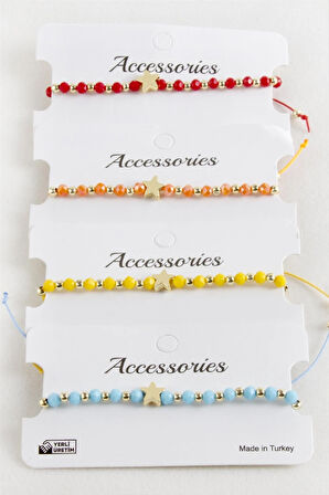 Yıldız Kristal Makrome İp Bileklik