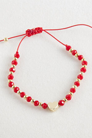 Kalp Kristal Makrome İp Bileklik