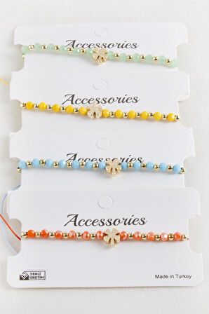 Yonca Kristal Makrome İp Bileklik