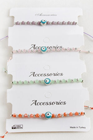 Nazar Kristal Makrome İp Bileklik 8 mm