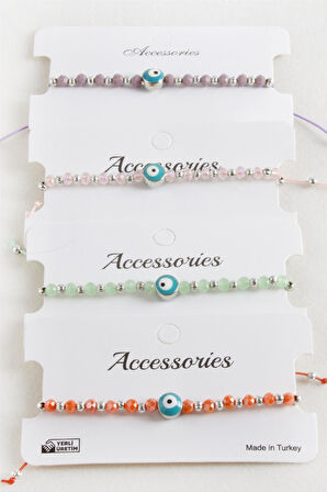 Nazar Kristal Makrome İp Bileklik 8 mm