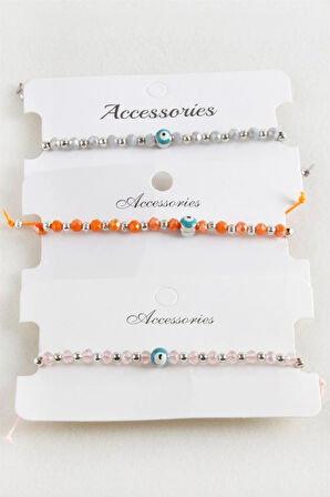 Nazar Kristal Makrome İp Bileklik 6 mm