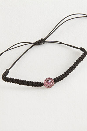 Çiçek Taşlı Makrome Örgülü Bileklik