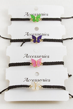 Kelebek Polyester Makrome Örgülü Bileklik