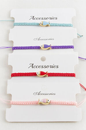 Balık Mineli Makrome Örgülü Bileklik