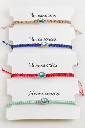 Oval Nazar Makrome Örgülü Bileklik