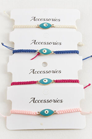 Oval Nazar Makrome Örgülü Bileklik