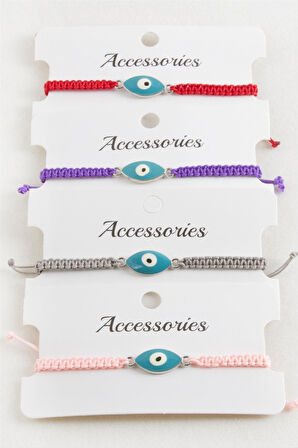 Oval Nazar Makrome Örgülü Bileklik