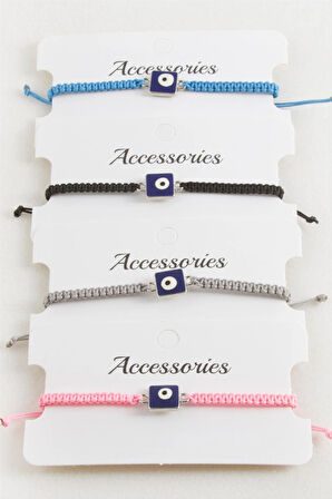 Kare Nazar Makrome Örgülü Bileklik