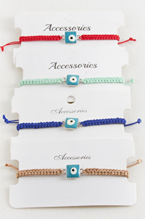 Kare Nazar Makrome Örgülü Bileklik