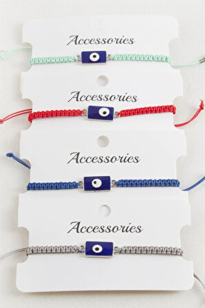 Dikdörtgen Nazar Makrome Örgülü Bileklik