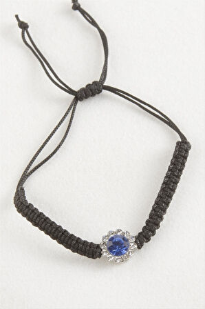 Çiçek Taşlı Makrome Örgülü Bileklik