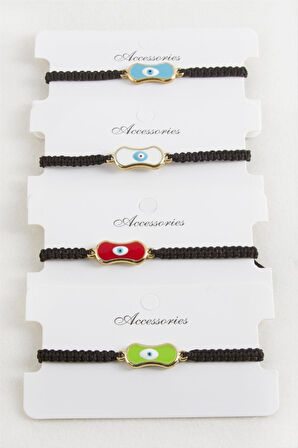 Oval Nazar Makrome Örgülü Bileklik