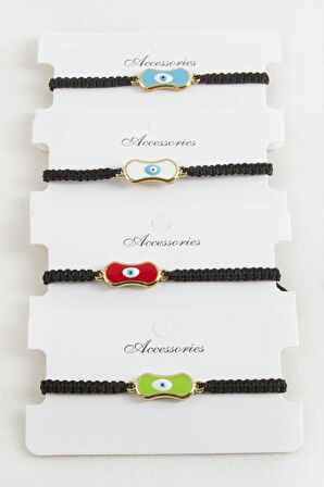 Oval Nazar Makrome Örgülü Bileklik