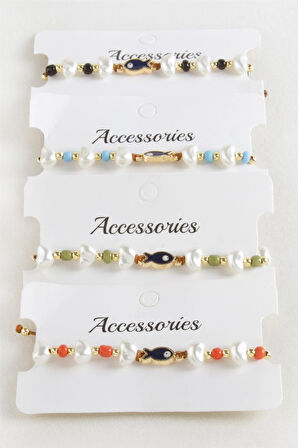 Balık İnci Boncuk Makrome İp Bileklik