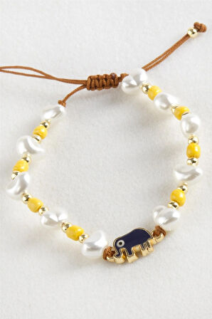 Fil Boncuk İnci Makrome İp Bileklik