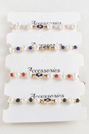 Ftm Ana Eli Boncuk İnci Makrome İp Bileklik