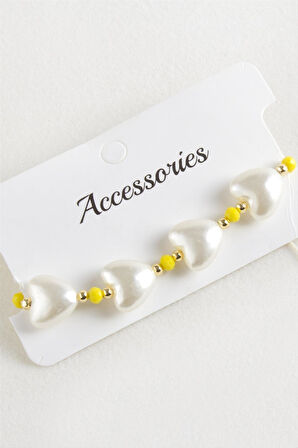 Kalp İnci Kristal Makrome İp Bileklik