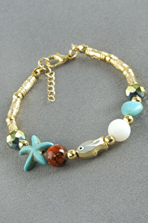 Karışık Turkuaz Taşlı Mineli Bileklik