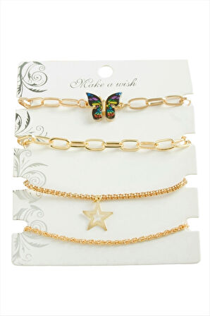 4 Adet Kelebek Trend Zincir Bileklik