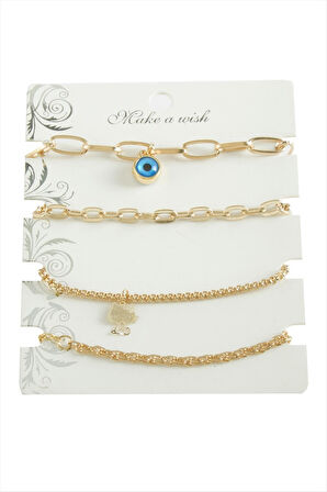 4 Adet Nazar Trend Zincir Bileklik