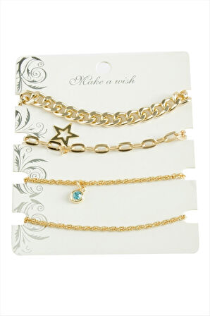 4 Adet Yıldızı Trend Zincir Bileklik