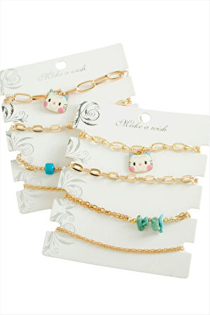 4 Adet Kedi Trend Zincir Bileklik