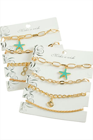 4 Adet Deniz Yıldızı Trend Zincir Bileklik