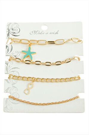 4 Adet Deniz Yıldızı Trend Zincir Bileklik