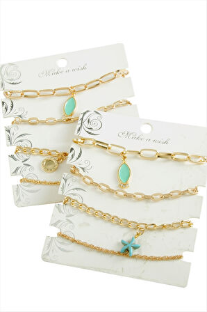 4 Adet Oval Trend Zincir Bileklik