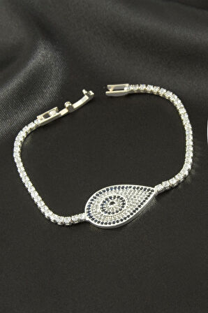 Oval Zirkon Taşlı Çocuk Bileklik 16 cm