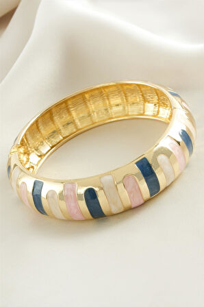 Çubuk İşlemeli Mineli Kelepçe Bileklik