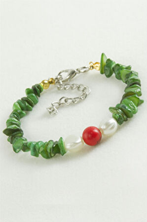 Yeşim Kırık Doğaltaşlı Bileklik