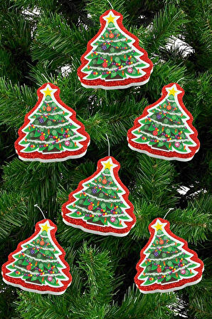 6 Adet Çaç Ağacı Simli Yılbaşı Ağaç Süsü 10 cm