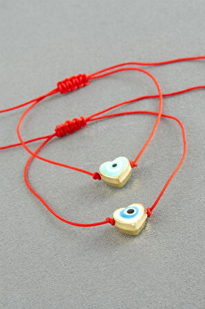 Kalp Nazar İp Bileklik 2 Adet