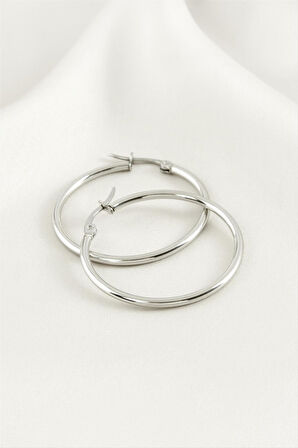 Halka Lüks Çelik Küpe 4 cm