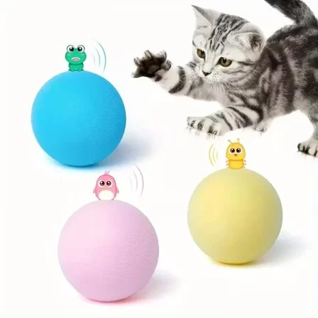 Kedi Otlu 3 Sesli İnteraktif Top Kedi Oyuncağı
